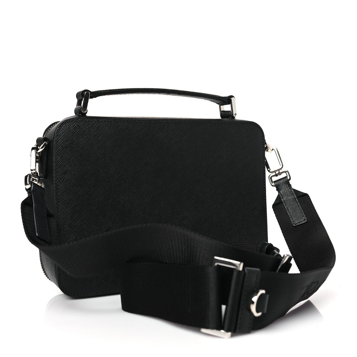 Saffiano Travel Medium Brique Crossbody Bag Black