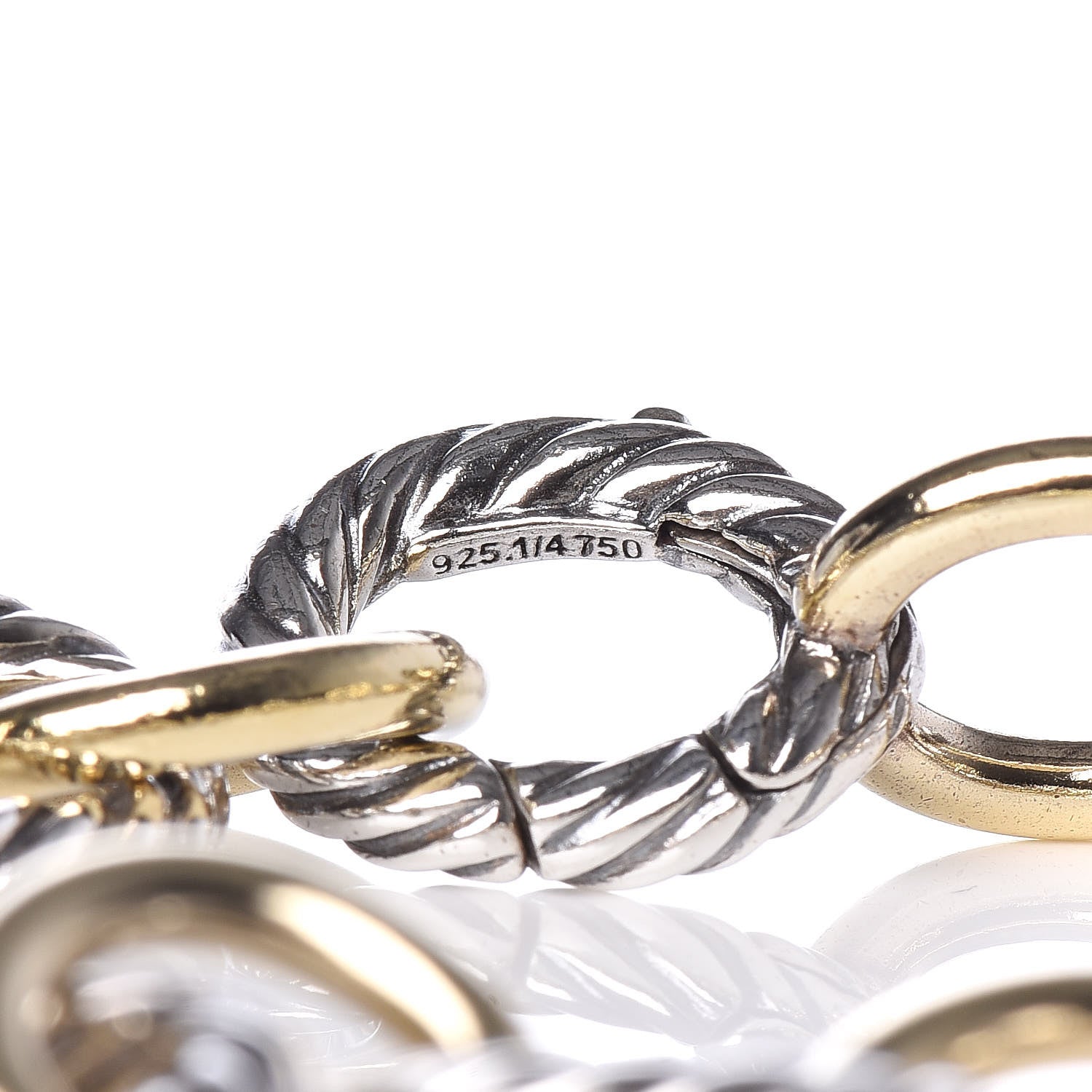 David Yurman Sterling Silver 18K Yellow Gold 12mm Large Oval Link Bracelet 5 of 6