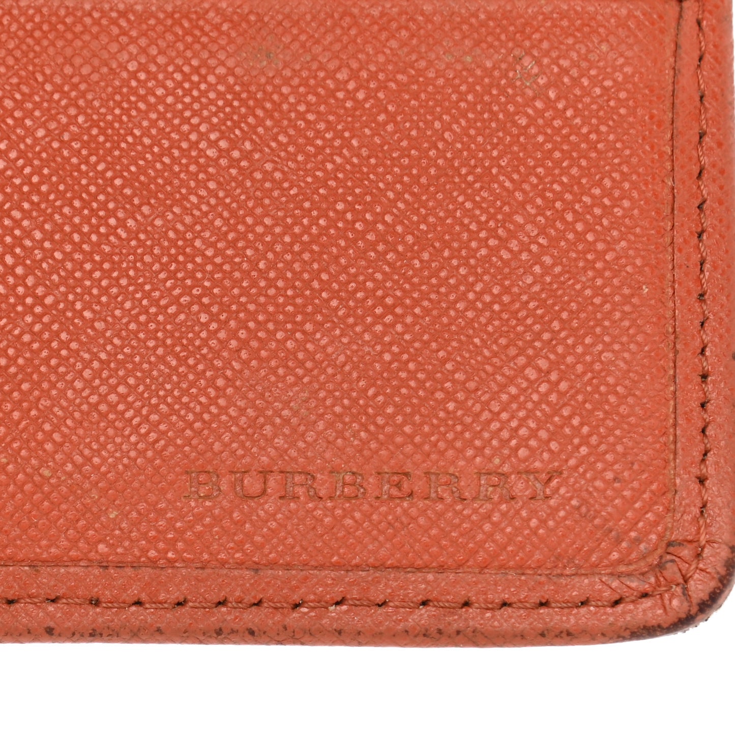 Calfskin House Check Continental Flap Wallet Orange