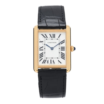 Cartier Stainless Steel 18K Yellow Gold Alligator 27mm Tank Solo Quartz Watch 1 of 5