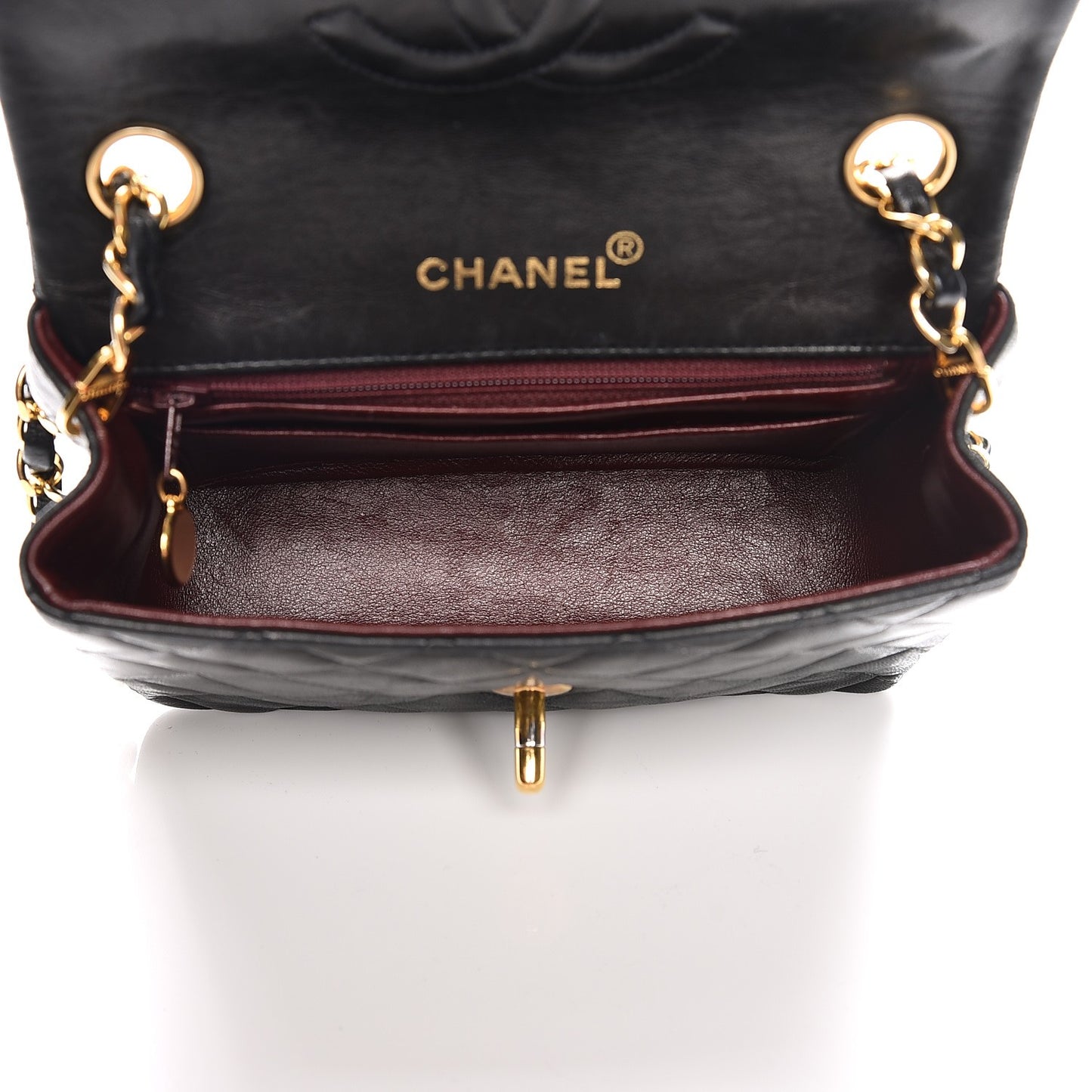 Lambskin Quilted Mini Square Flap Black