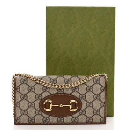 Gucci GG Supreme Monogram Azalea Calfskin Horsebit 1955 Wallet On Chain Beige Ebony Brown Sugar 10 of 10