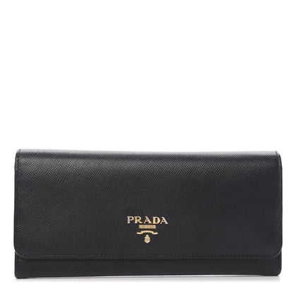 Prada Saffiano Multicolor Continental Flap Wallet Black Geranio 1 of 10