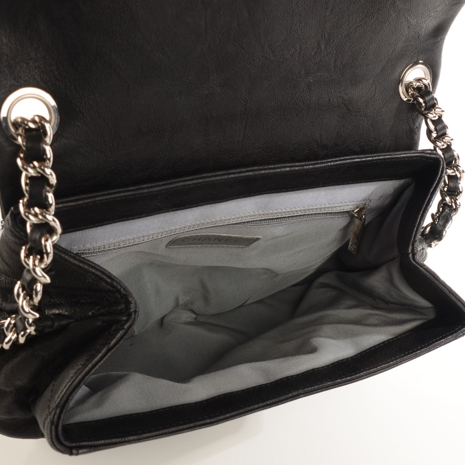 Chanel Washed Lambskin Quilted Medium Chain Around Messenger Black 7 of 7
