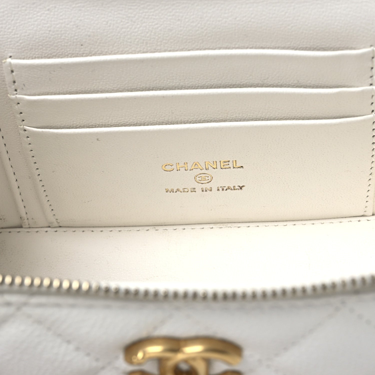 Chanel Caviar Quilted Sweetheart Vanity Case White 6 of 15