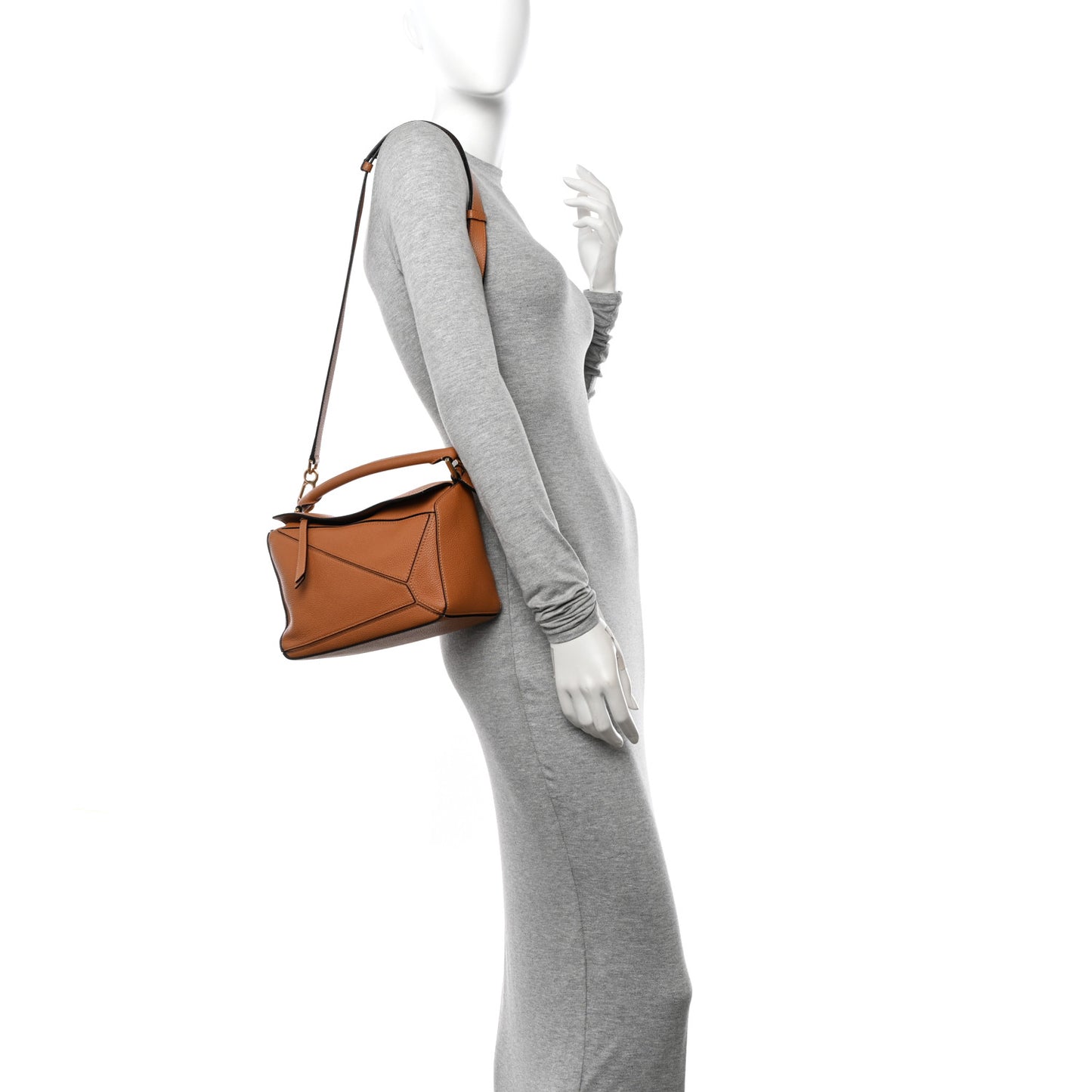 Grained Calfskin Small Puzzle Bag Tan
