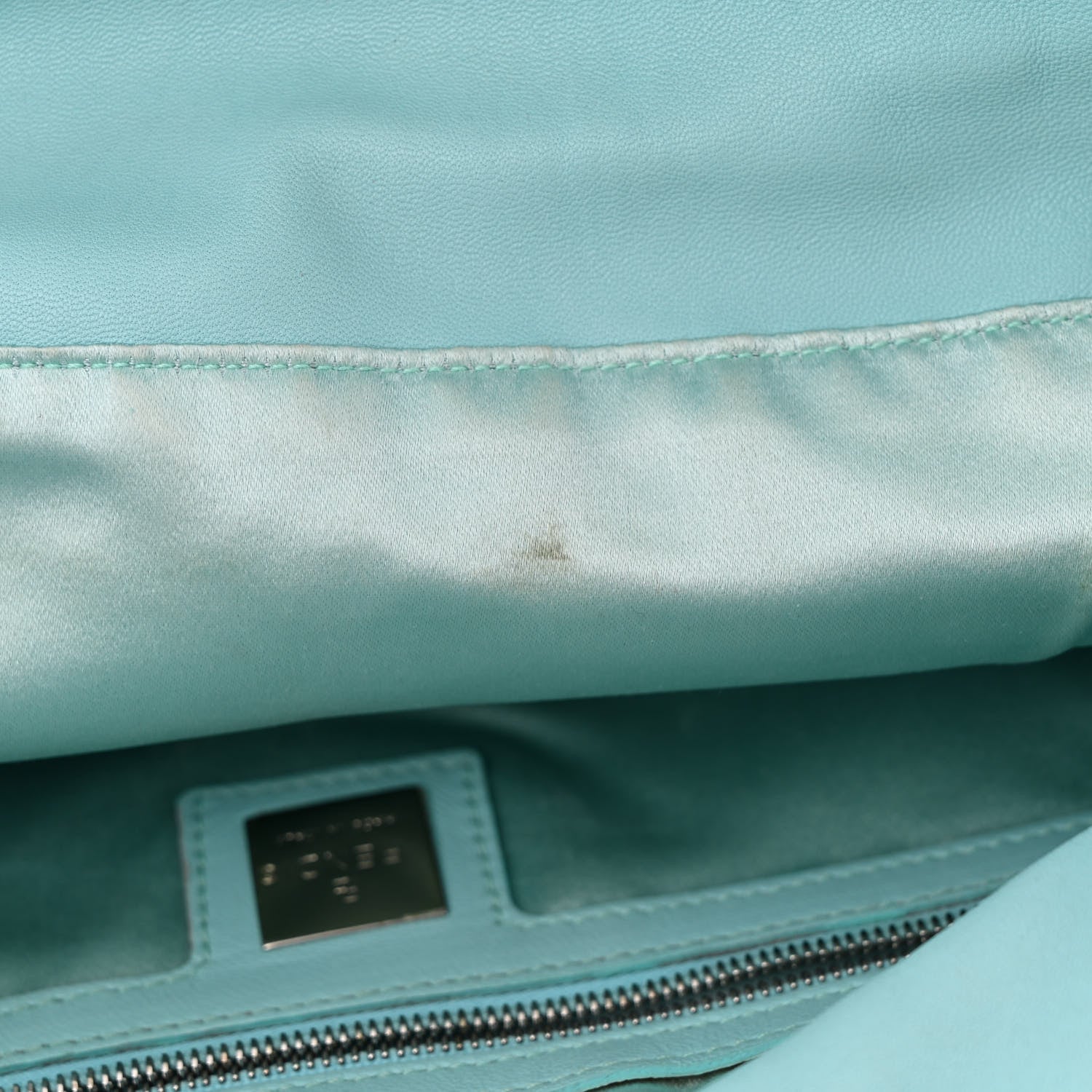 Fendi Lambskin Mama Baguette Double Flap Light Blue 10 of 14