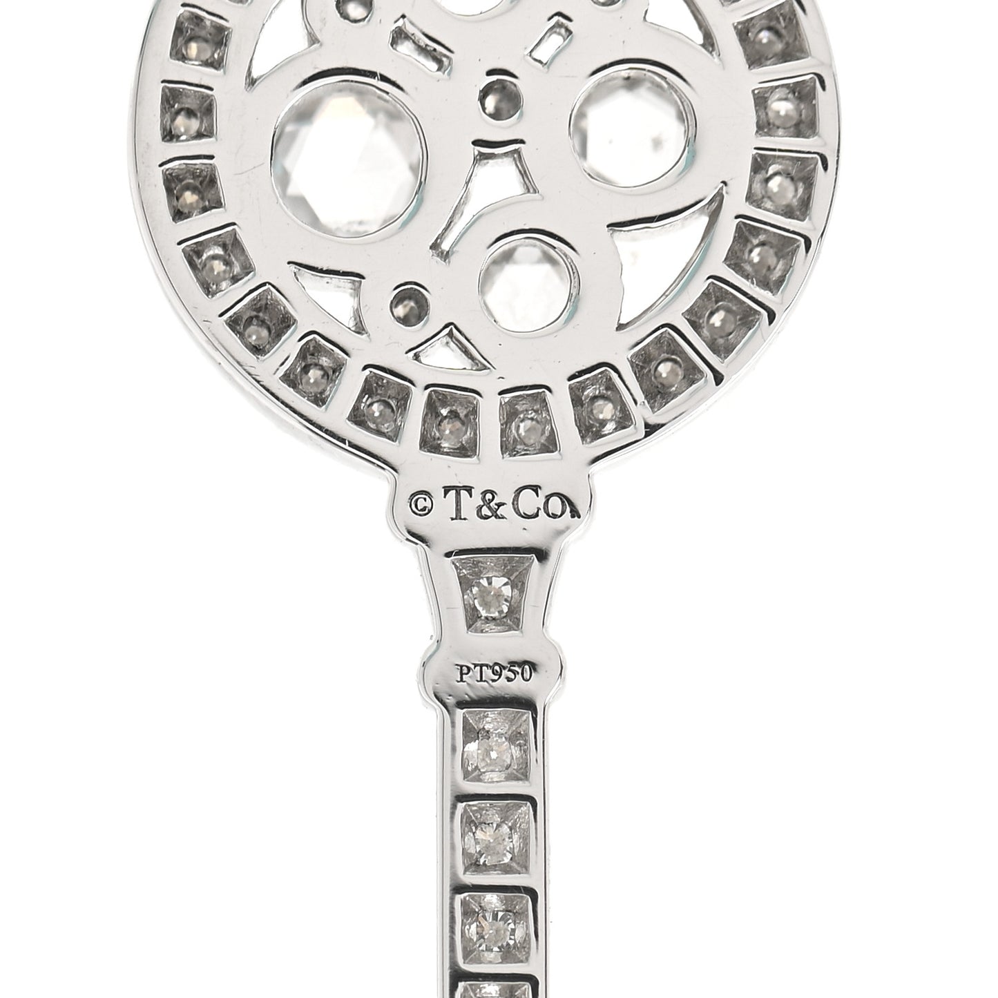 Platinum Diamond Cobblestone Key Pendant