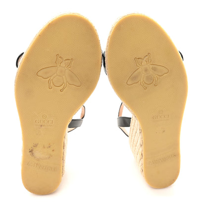 Gucci Galassia Aitana Espadrille 10/95mm Wedge Sandals 37.5 Black 6 of 11