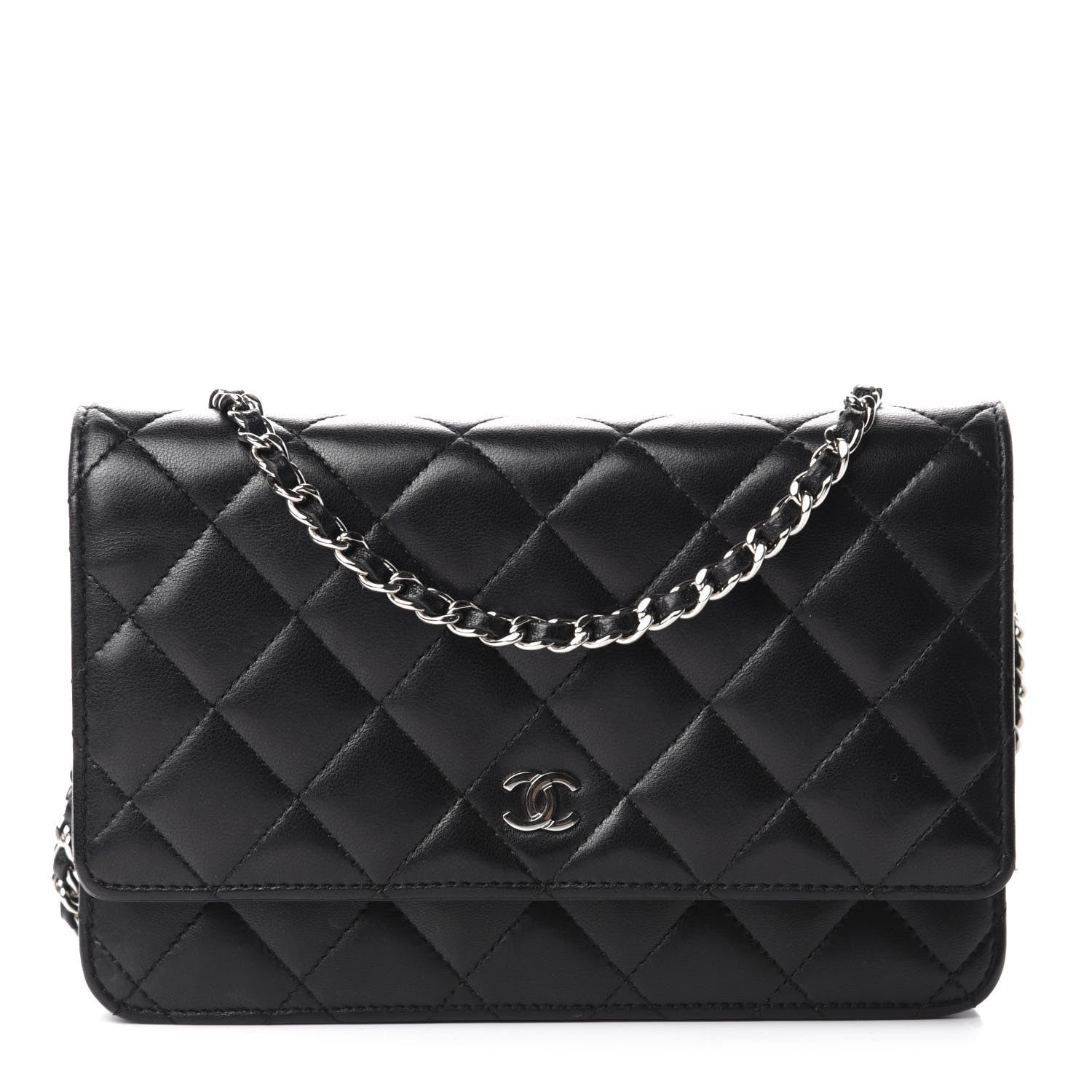 Chanel Lambskin Quilted Wallet On Chain WOC Black 1 of 12