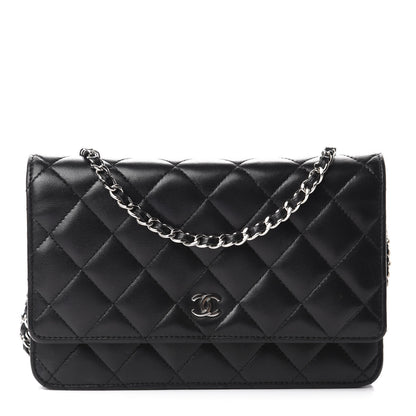 Chanel Lambskin Quilted Wallet On Chain WOC Black 1 of 12