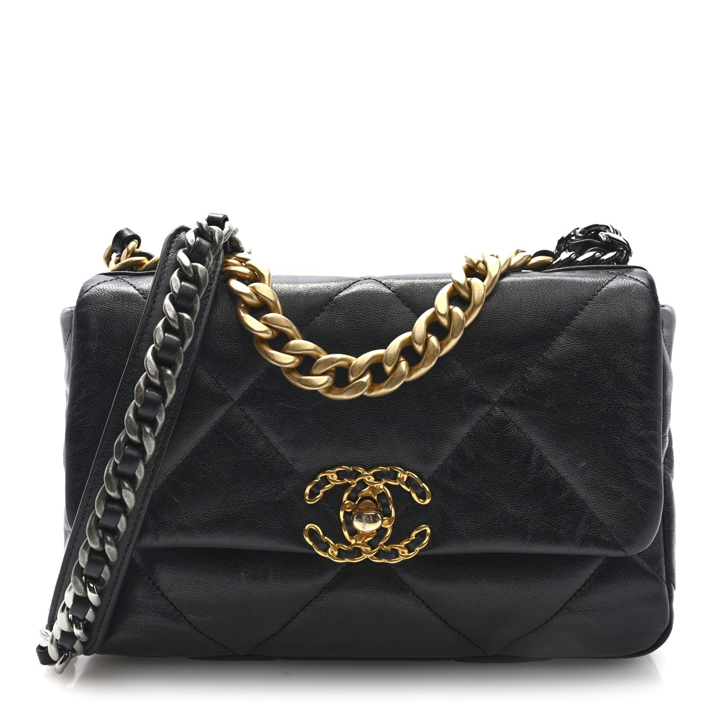 Goatskin Quilted Medium Chanel 19 Flap Black