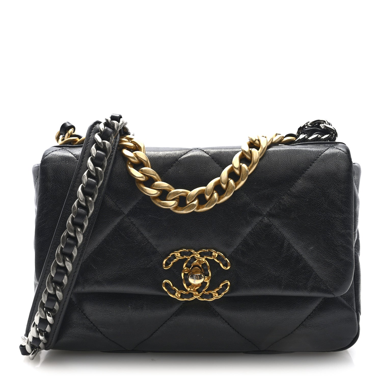 Chanel Goatskin Quilted Medium Chanel 19 Flap Black 1 of 10