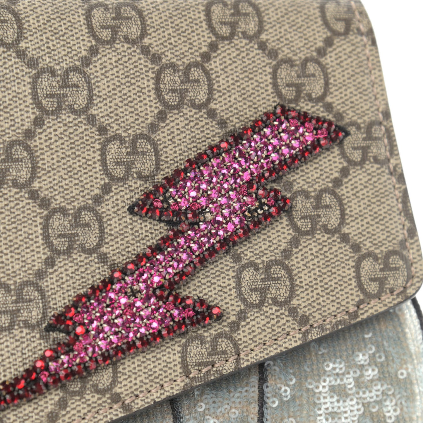 GG Supreme Monogram Lightning Embroidered Medium Dionysus Shoulder Bag Beige