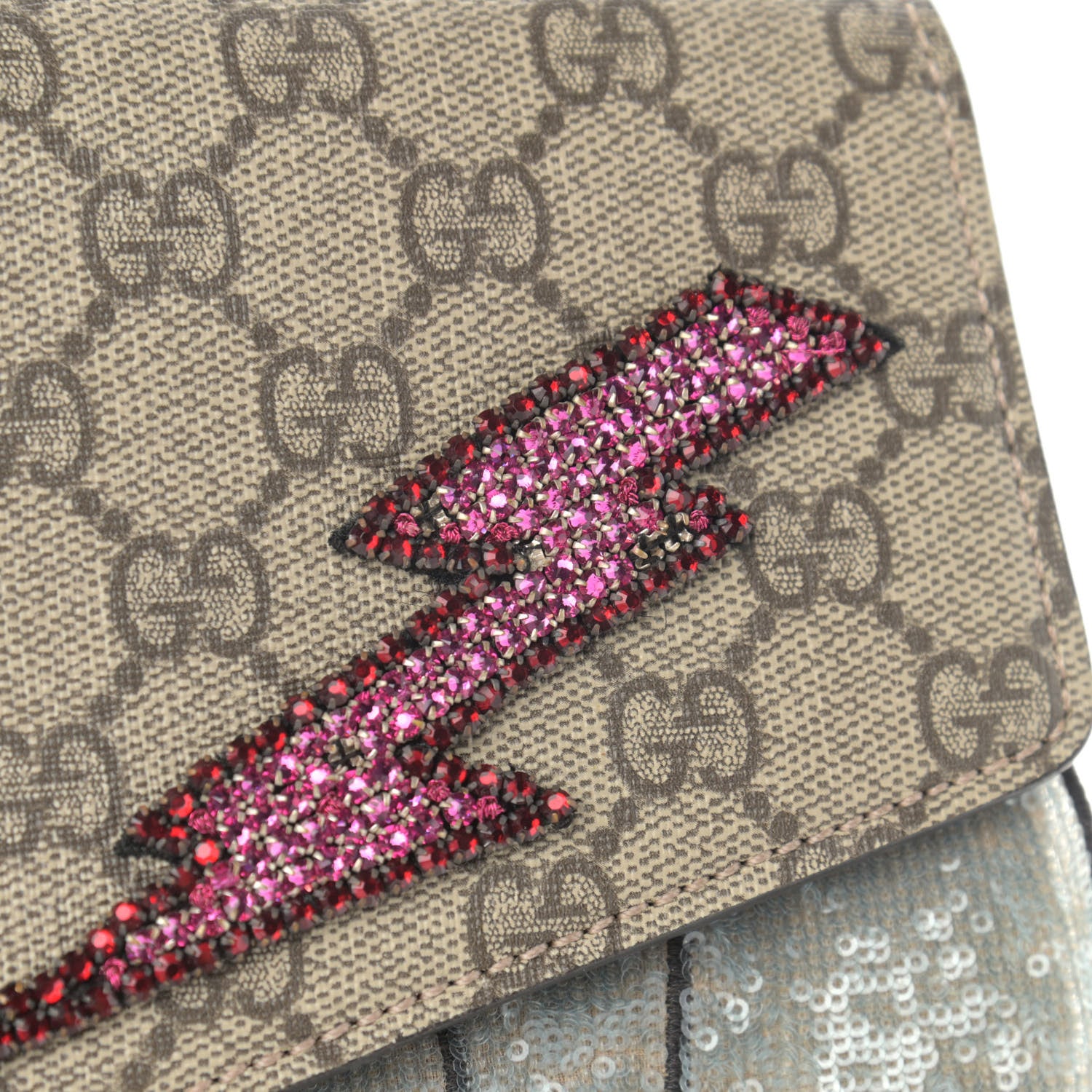 Gucci GG Supreme Monogram Lightning Embroidered Medium Dionysus Shoulder Bag Beige 11 of 11