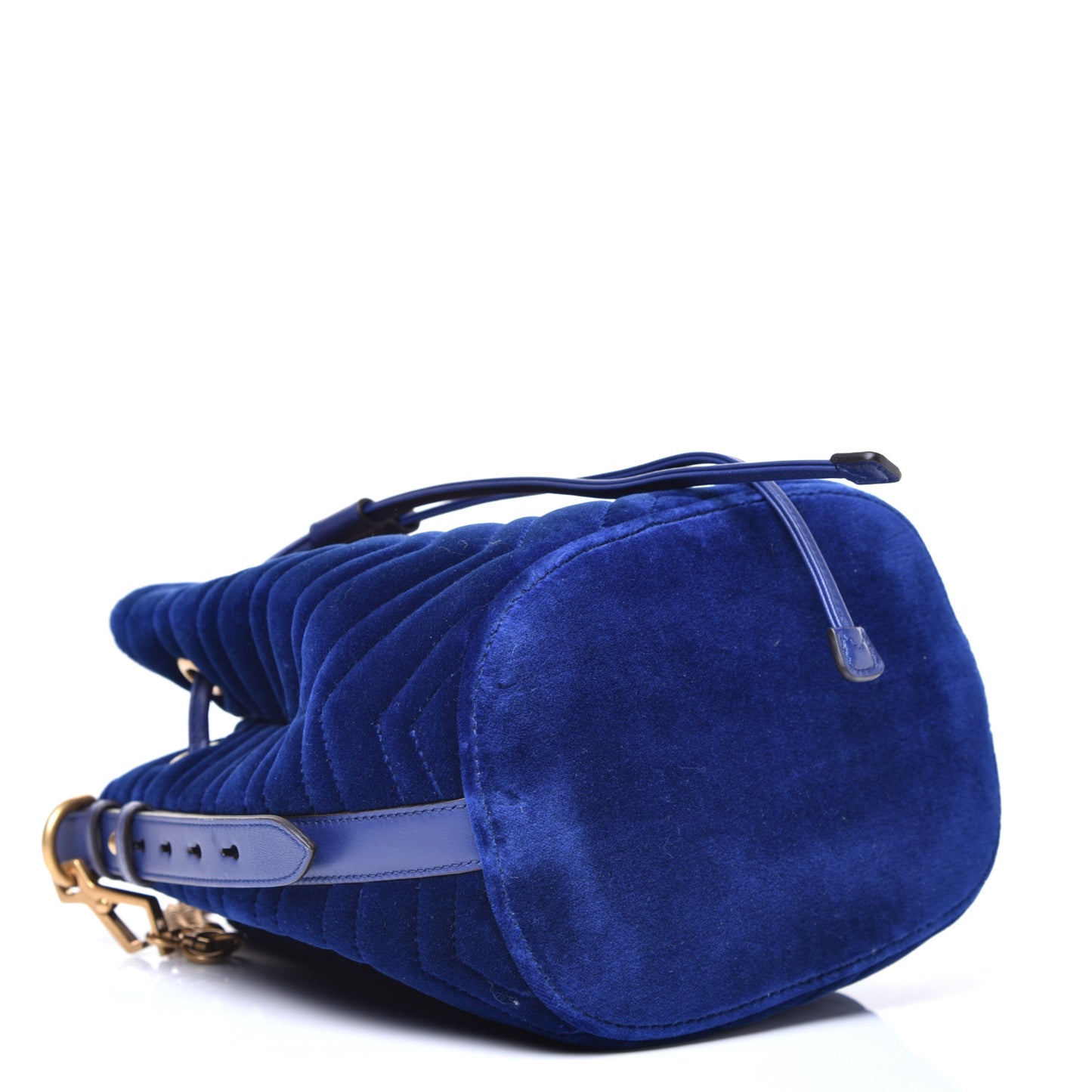 Velvet Matelasse GG Marmont Bucket Bag Cobalt Blue