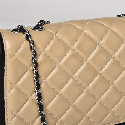 Chanel Lambskin Quilted Tri-Color Flap Beige Black 8 of 8