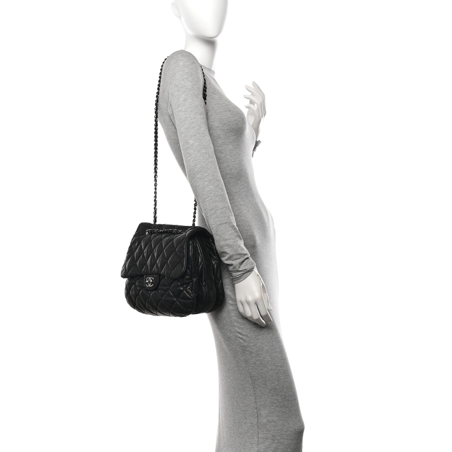 Chanel Lambskin Quilted Large Chanel 3 Flap Black 2 of 11