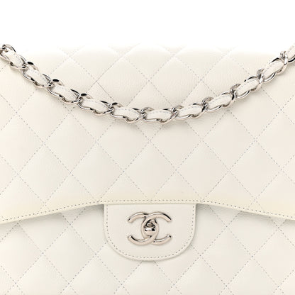 Chanel Caviar Quilted Jumbo Double Flap White 8 of 15