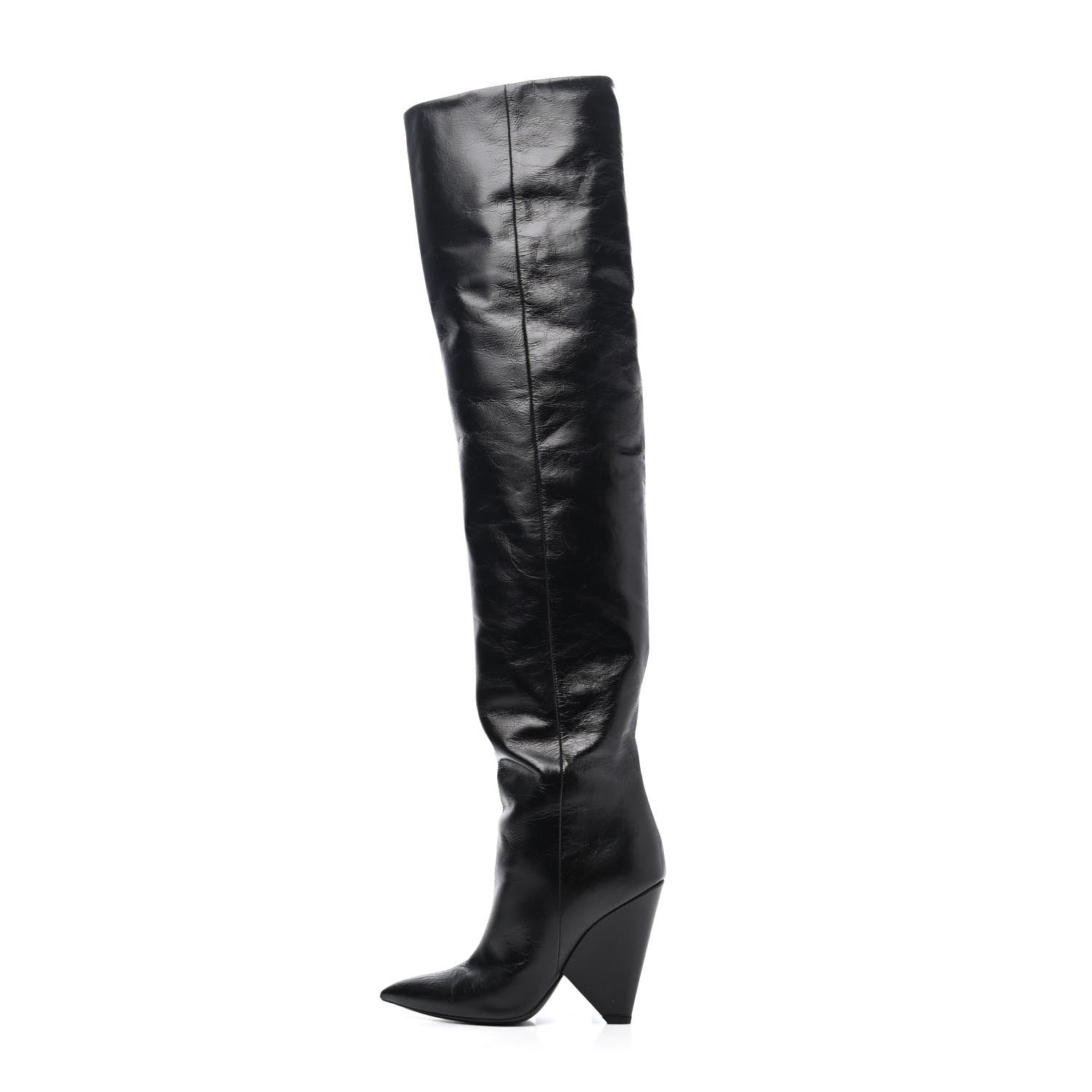 Saint Laurent Calfskin Niki 105 Thigh High Boots 37 Black 1 of 4