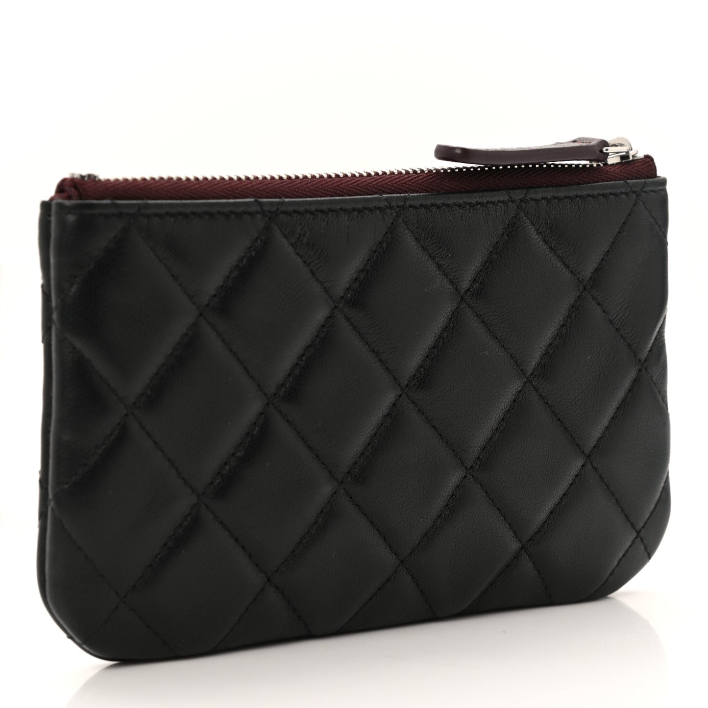 Lambskin Quilted Small Cosmetic Case Black
