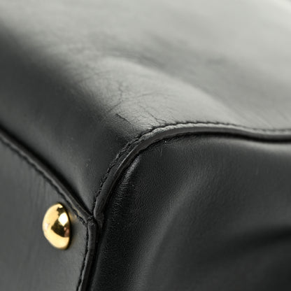 Fendi Vitello Morgan Fabric Jacquard Pequin Medium Peekaboo Iconic Satchel Black Tobacco 13 of 27