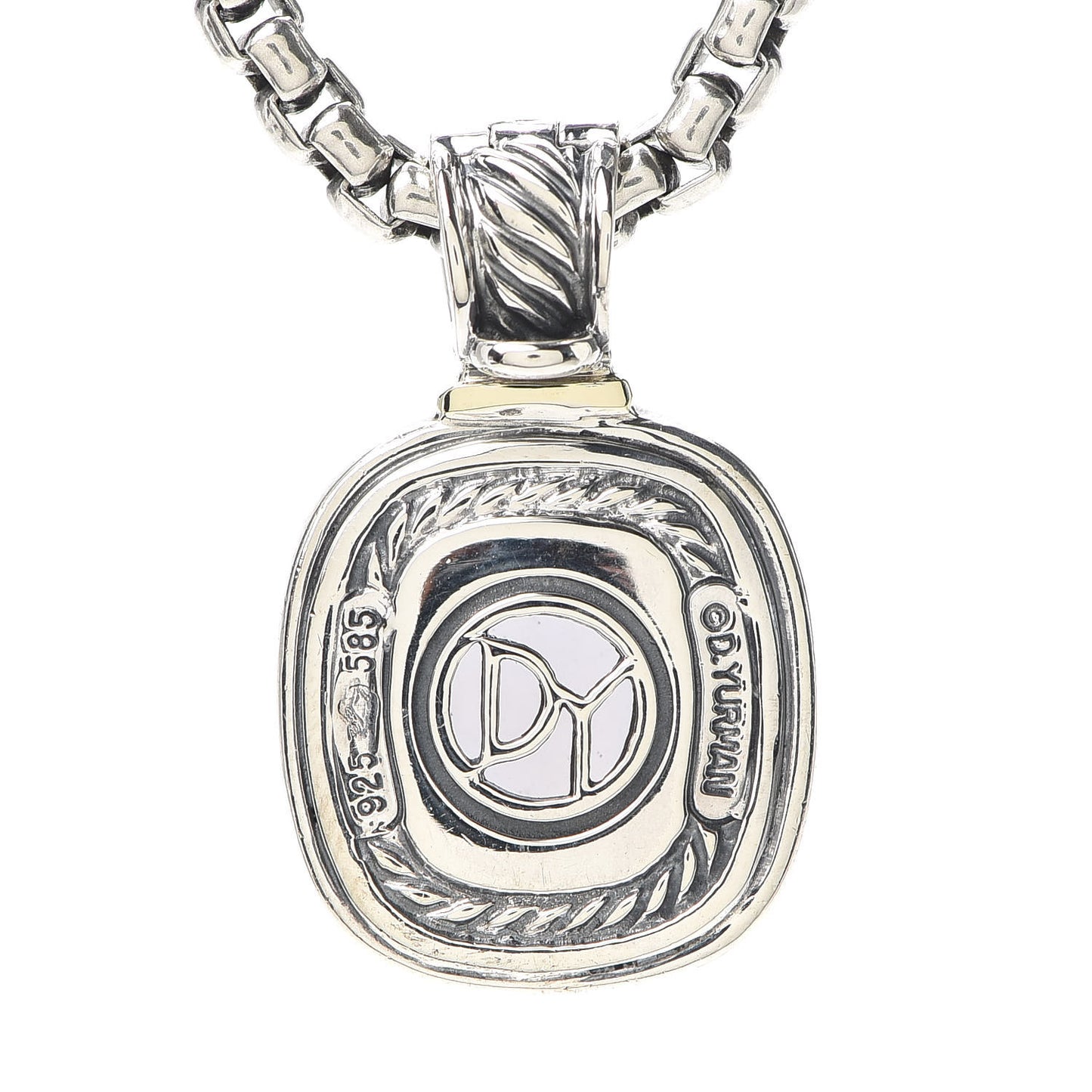 Sterling Silver 14K Yellow Gold Blue Chalcedony Albion Pendant Necklace