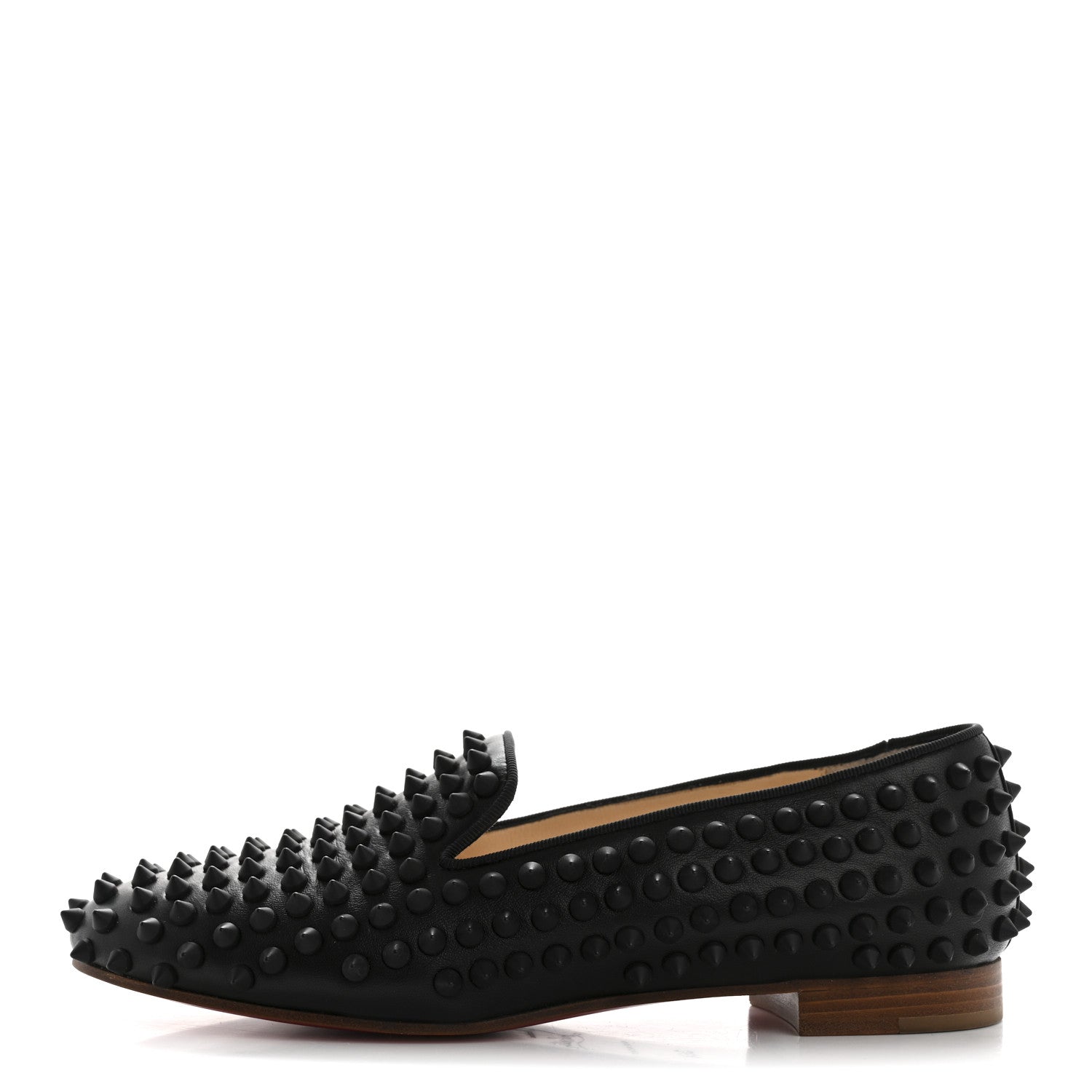 Christian Louboutin Nappa Calfskin Rolling Spikes Flat Loafer 36.5 Black 1 of 9