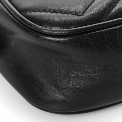 Gucci Calfskin Matelasse Mini GG Marmont Chain Shoulder Bag Black 8 of 14