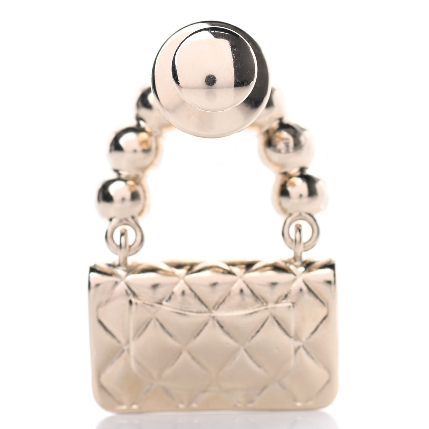 Pearl Quilted Flap Brooch Gold