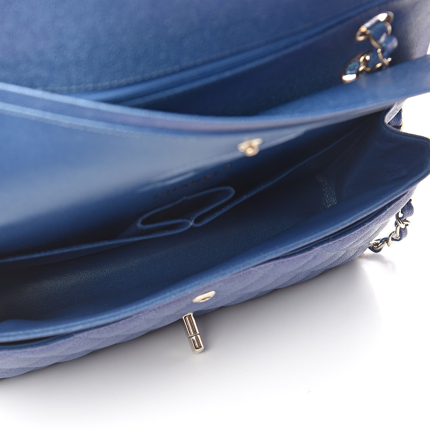 Chanel Iridescent Caviar Quilted Medium Double Flap Dark Blue 5 of 11