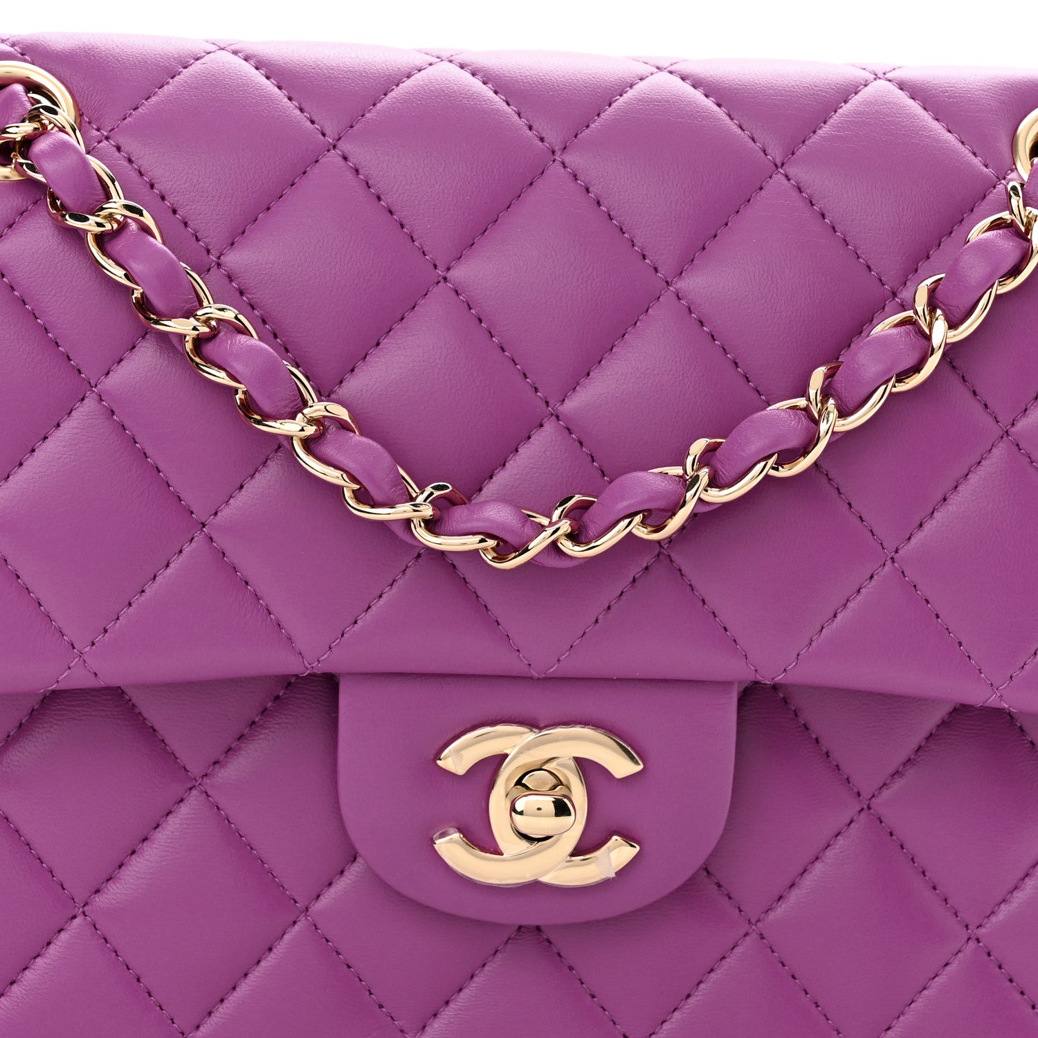 Chanel Lambskin Quilted Small Double Flap Purple 7 of 9