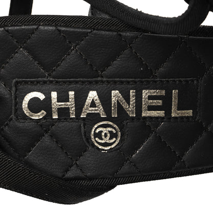 Chanel Nylon Lambskin Quilted Chain Sandals 39 Black 7 of 8