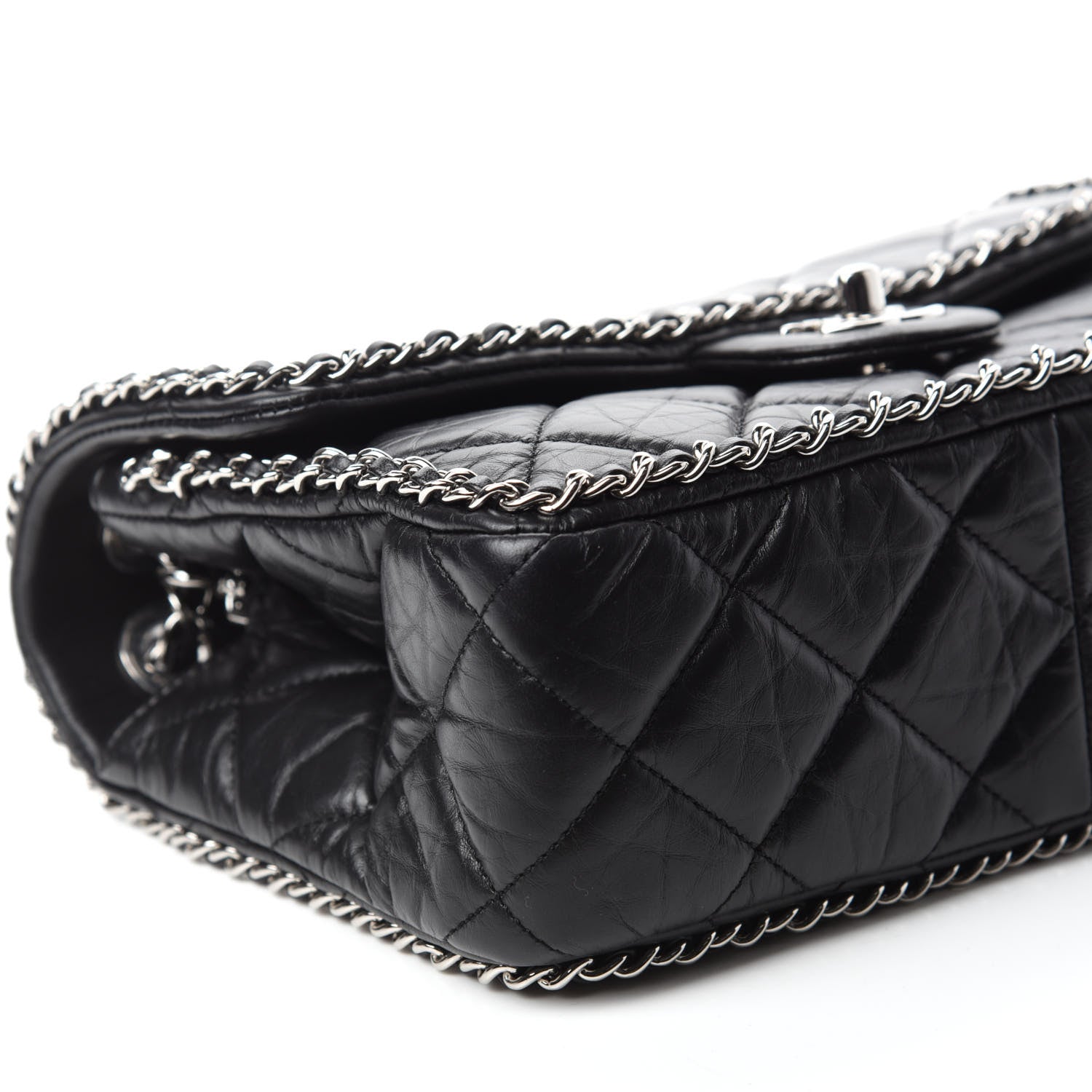 Chanel Crumpled Calfskin Medium Chain All Over Flap Black 6 of 11