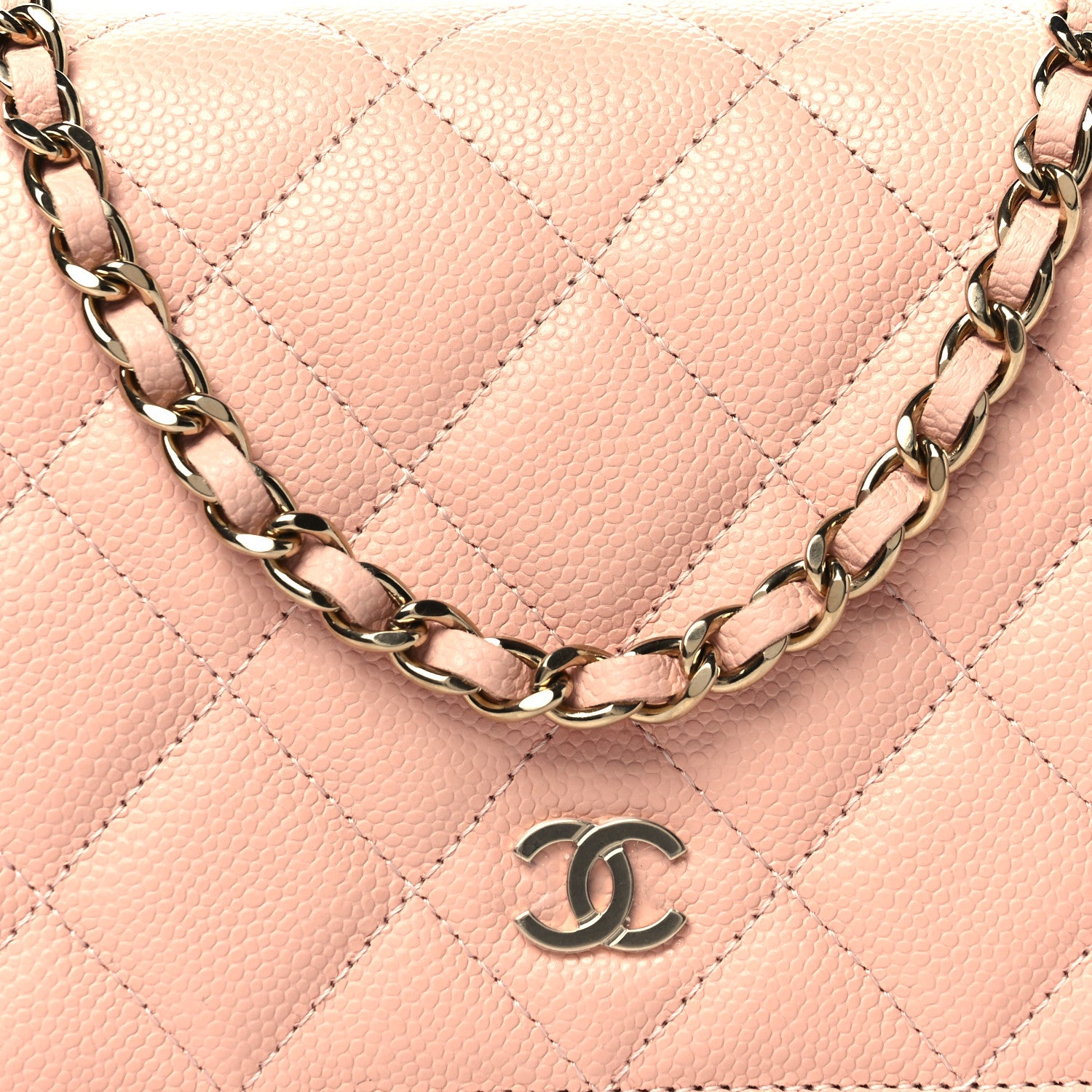 Chanel Caviar Quilted Wallet On Chain WOC Light Pink 9 of 12