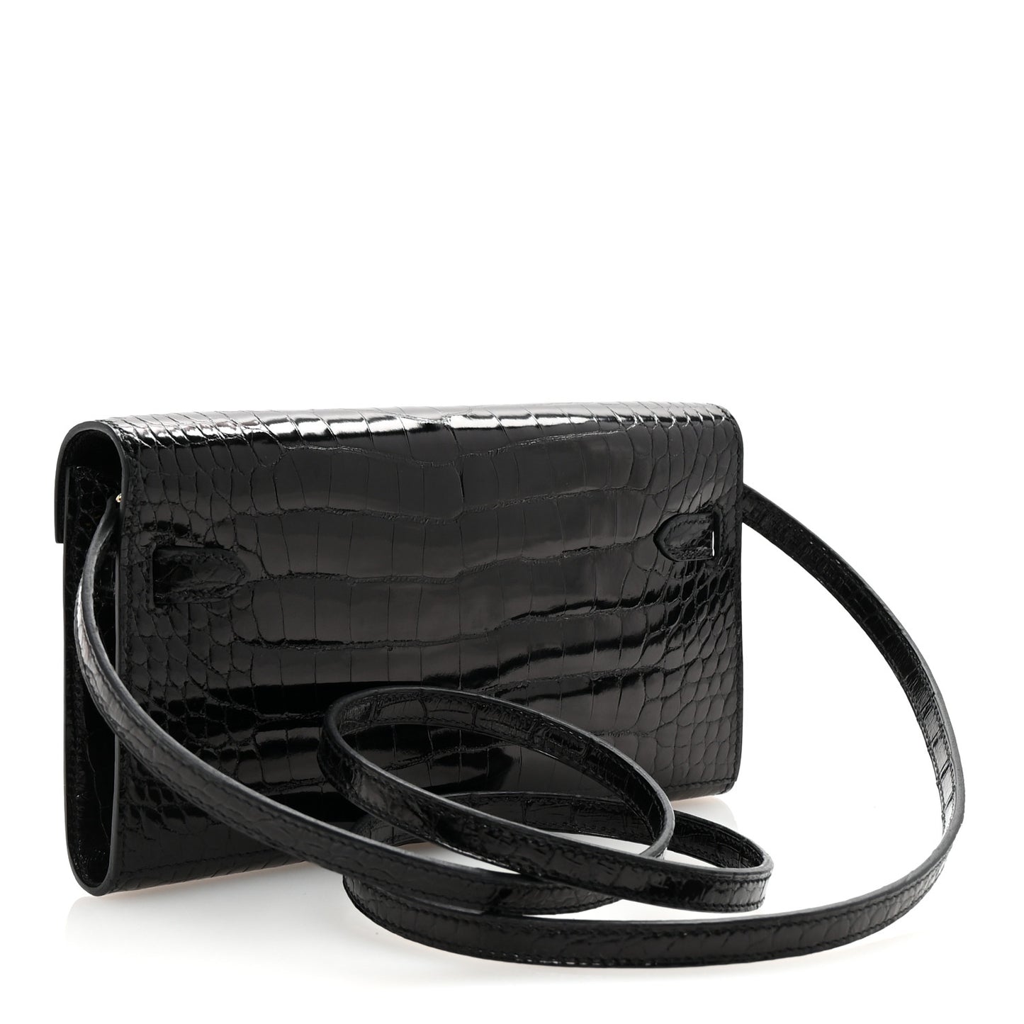 Shiny Alligator Kelly Wallet To Go Black