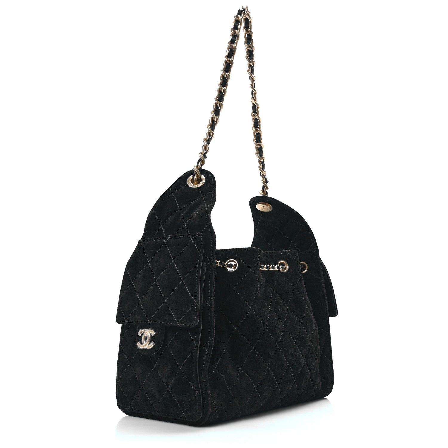 Chanel Suede Quilted Small Chanel 25 Handbag Black 3 of 11