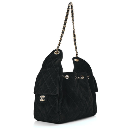Chanel Suede Quilted Small Chanel 25 Handbag Black 3 of 11