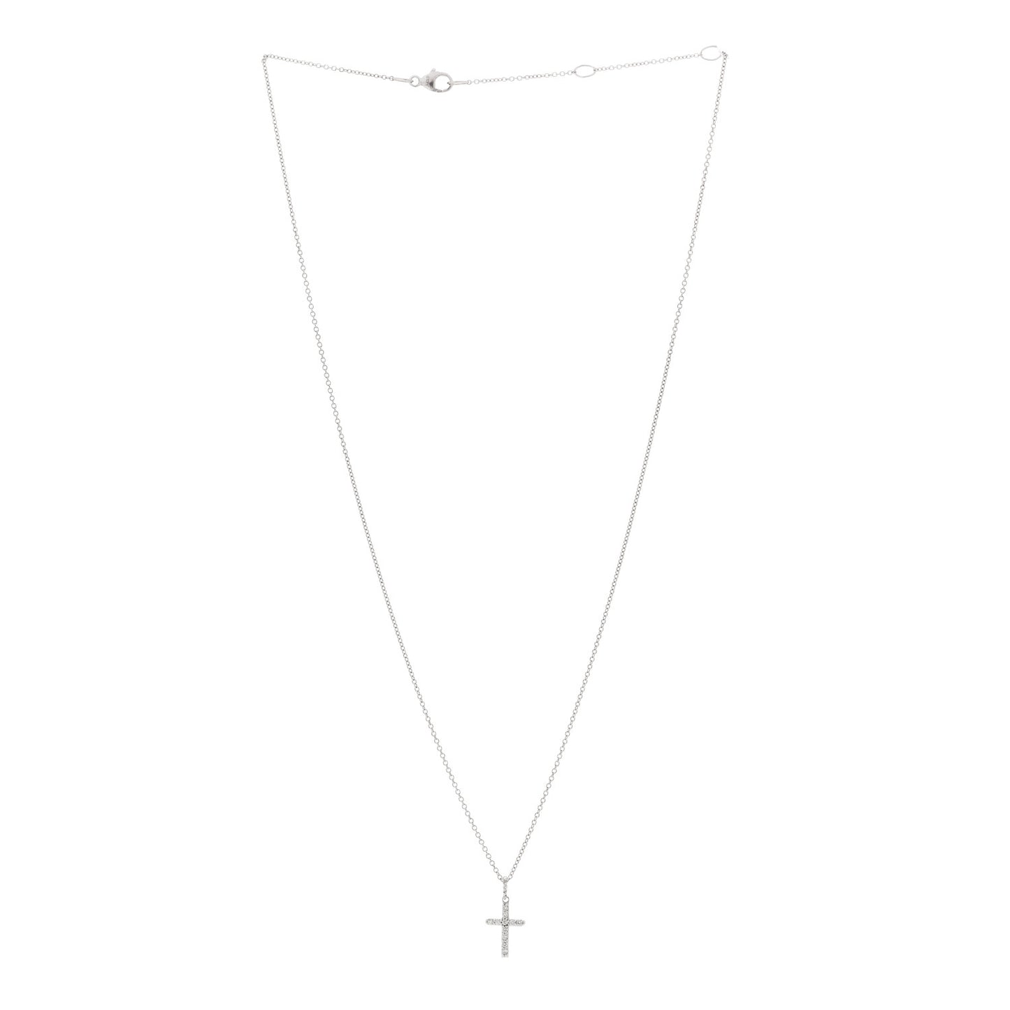 18K White Gold Diamond Cable Collectibles Cross Necklace