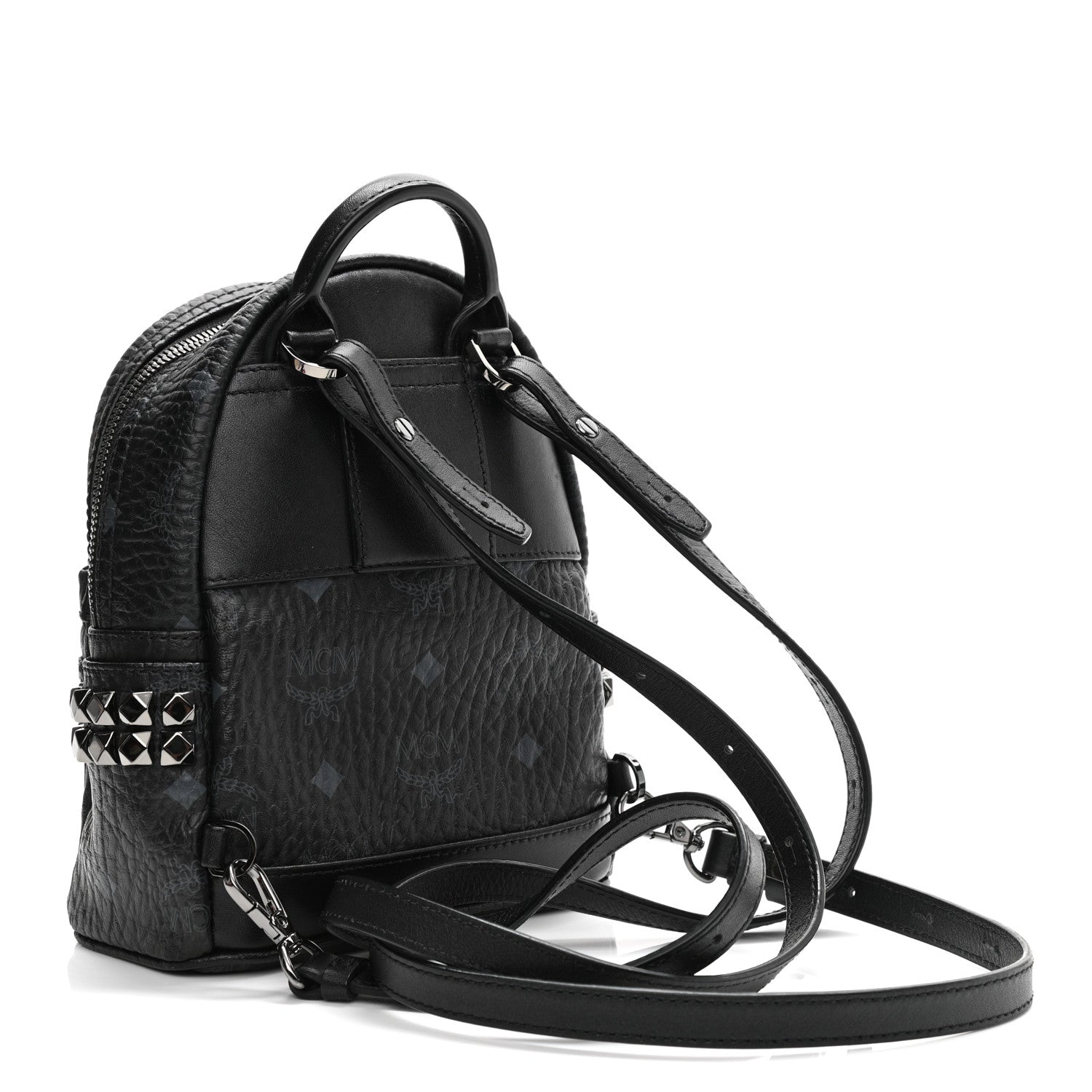MCM Visetos Side Stud X-Mini Stark Bebe Boo Backpack Black 3 of 13