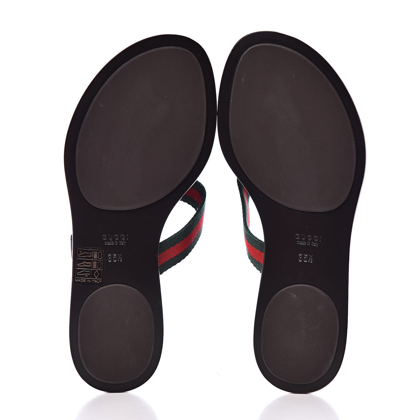 Nylon Guccissima Web Womens Thong Sandals 35.5 Green Red Black