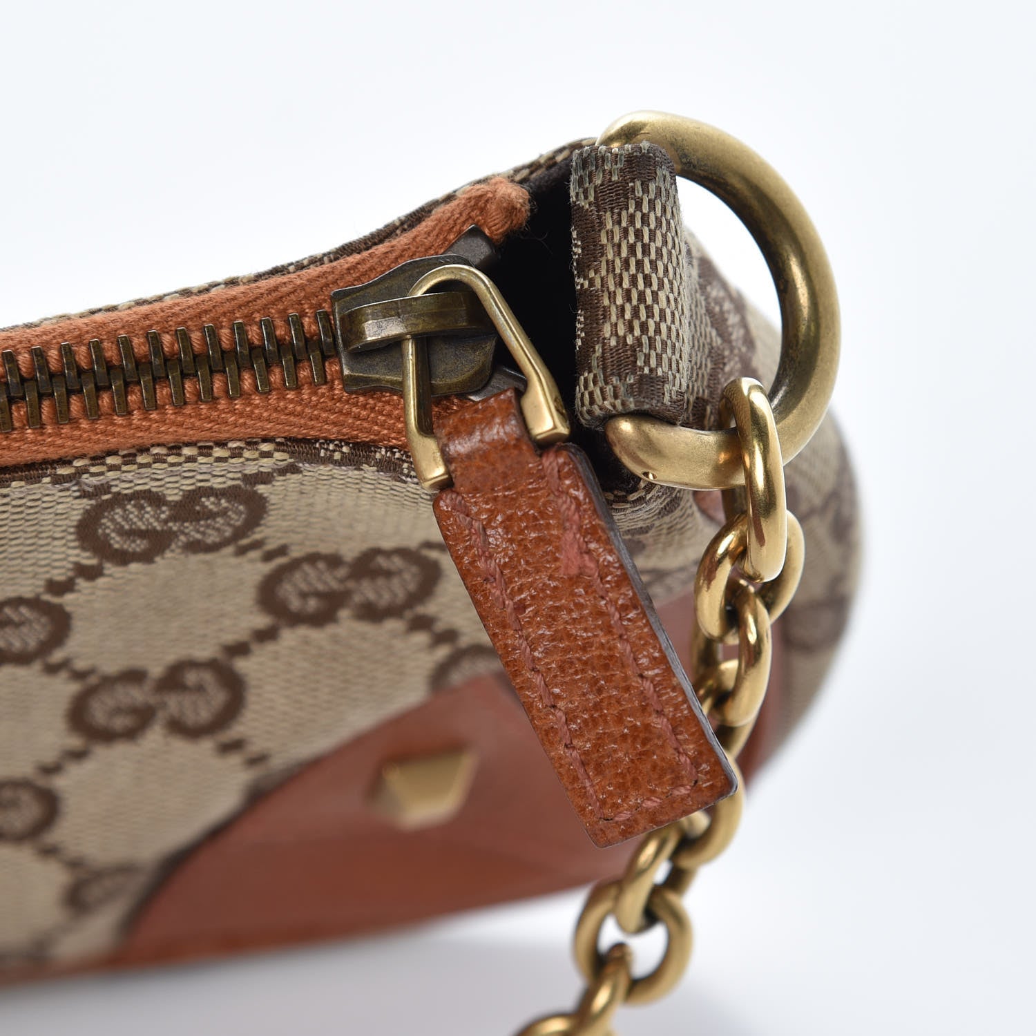 Gucci Monogram Horsebit Nail Chain Pochette Orange 8 of 10
