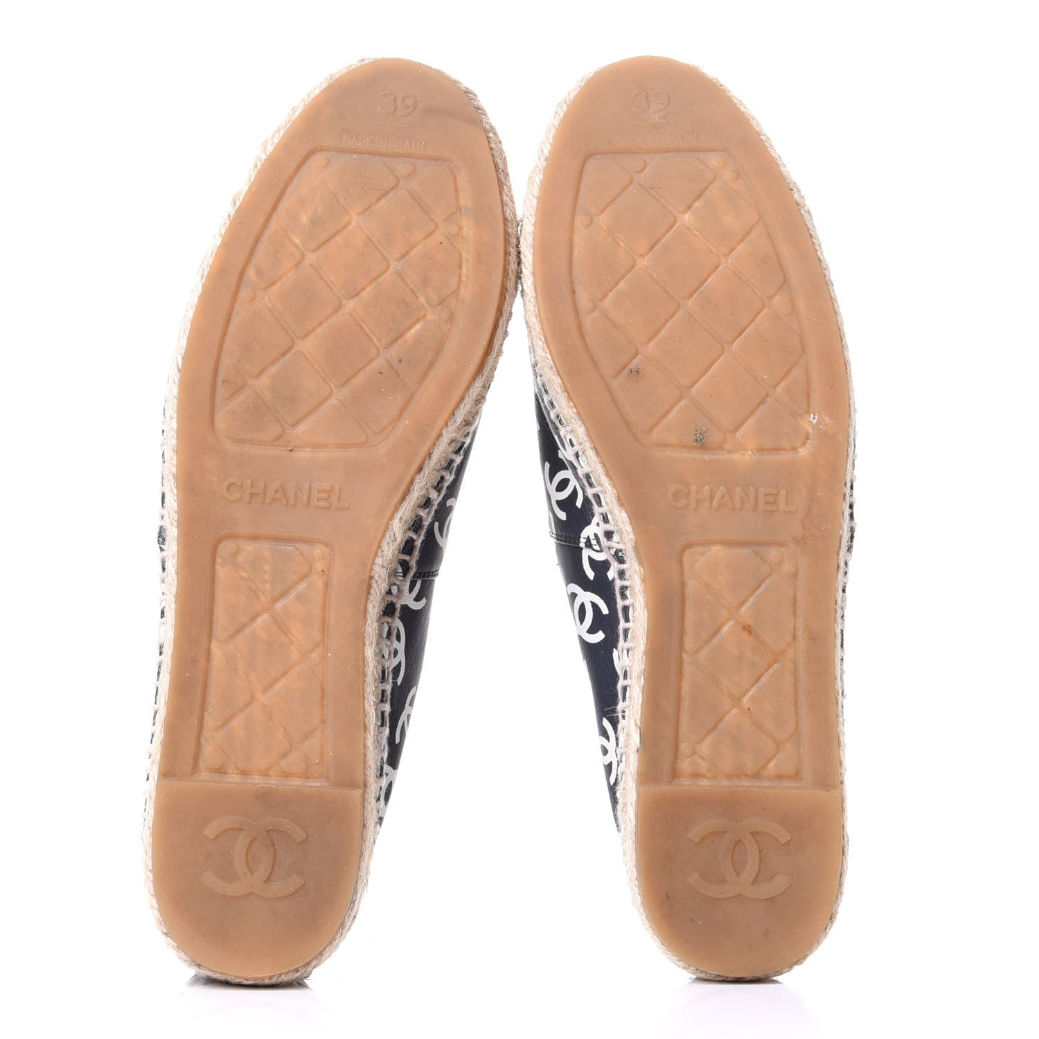 Chanel Lambskin Printed CC Espadrilles 39 Black White 7 of 11