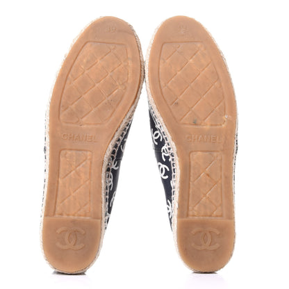 Chanel Lambskin Printed CC Espadrilles 39 Black White 7 of 11