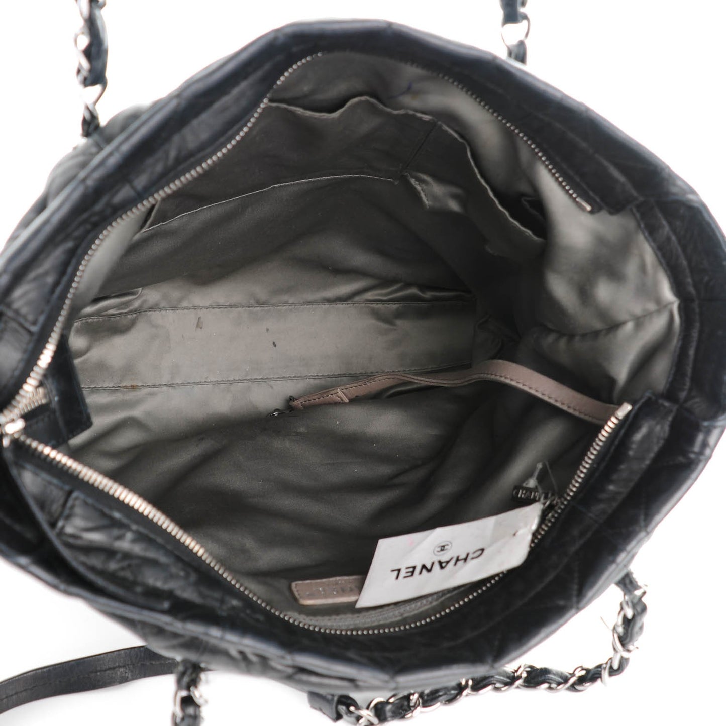 Lambskin Quilted Sharpei Shopping Tote Black