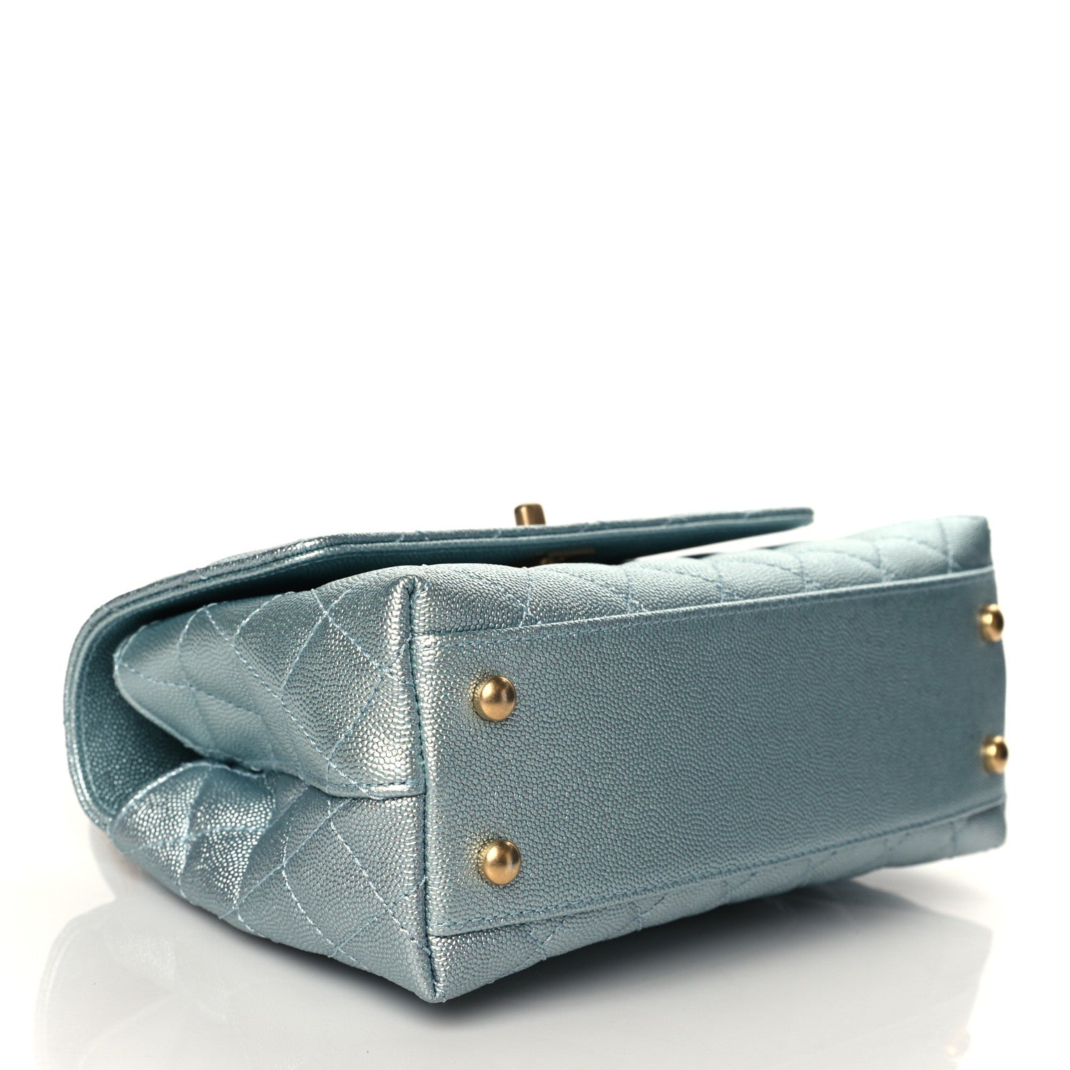 Chanel Metallic Caviar Quilted Mini Coco Handle Flap Light Blue 4 of 11