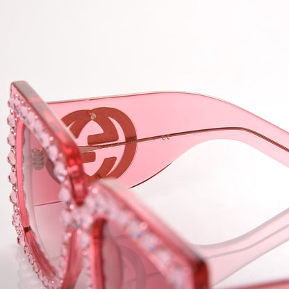 Gucci Acetate Crystal Oversize Sunglasses GG0148S Pink 6 of 6