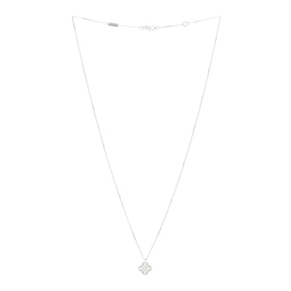 Van Cleef & Arpels 18K White Gold Diamond Sweet Alhambra Pendant Necklace 3 of 5
