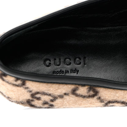 Gucci Covered Wool GG Monogram Womens Jordaan Loafers 36 Beige Ebony Black 8 of 15
