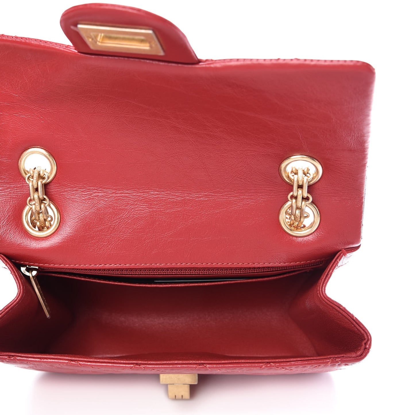 Aged Calfskin Quilted 2.55 Reissue Mini Flap Red